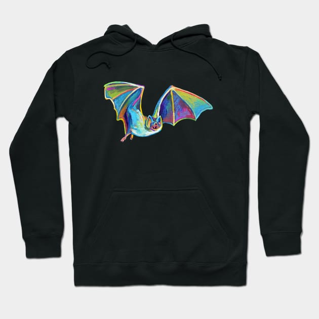 Cute Flying Halloween Bat Named Batrick Swayze Hoodie by RobertPhelpsArt